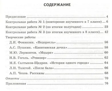 Работа по литературе 8 класс