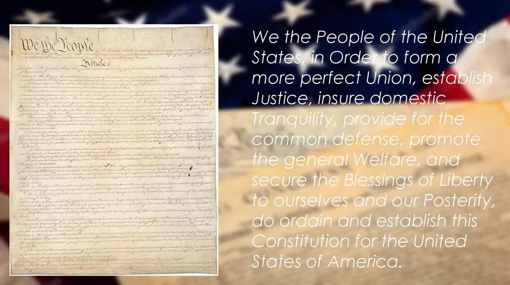 We the people of the United States. A more perfect Union. We the people of the United States in order to form a more perfect Union. We the people of the United States что там написано.