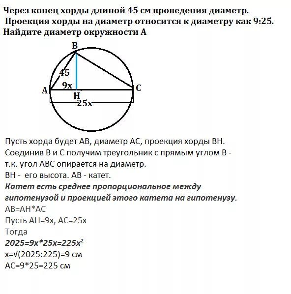 Хорда от диаметра. Длина хорды. Проекция хорды. Хорда окружности.