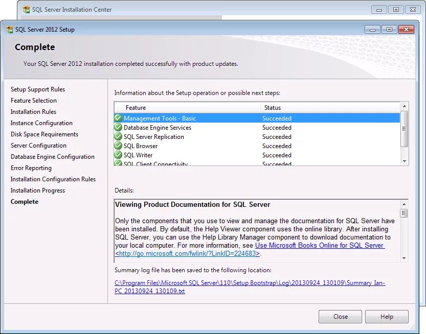 Sql server books. Sql server express. ms sql server express. now sql. installation is complete.