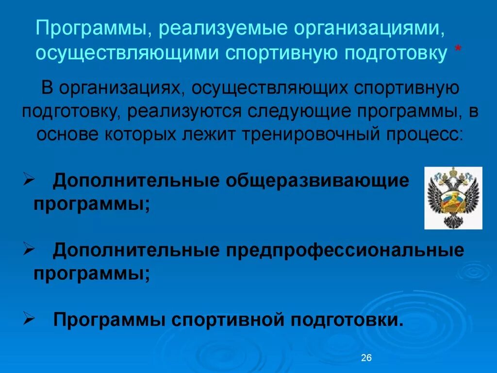 Особенности организации спорта