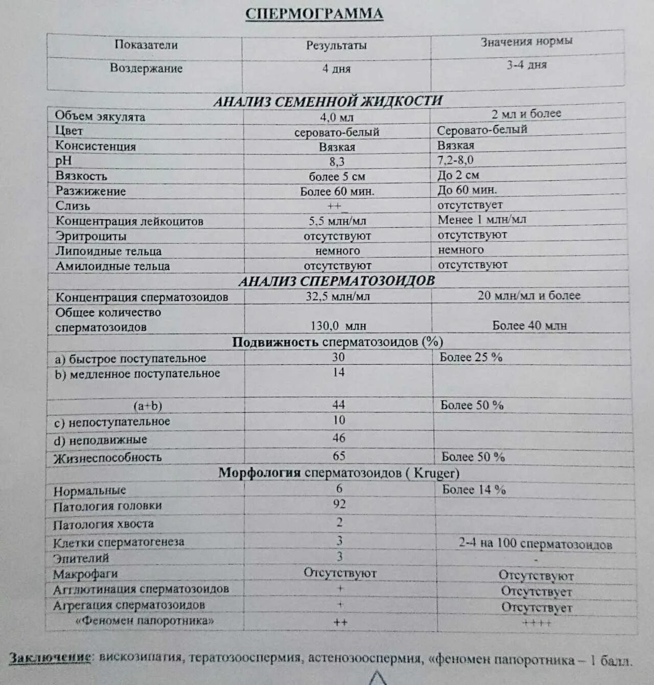 Как читать спермограмму