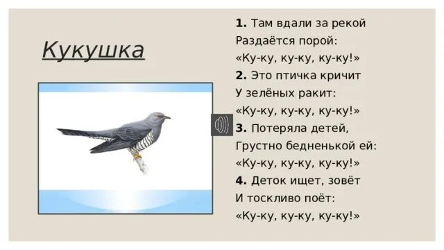 Кукушка куковать составить предложение. Кукушка слова. Там вдали за рекой раздается порой ку-ку. Кукушка текст. Кукушка ку ку.