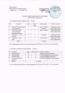Программа обучение на дому 8 класс