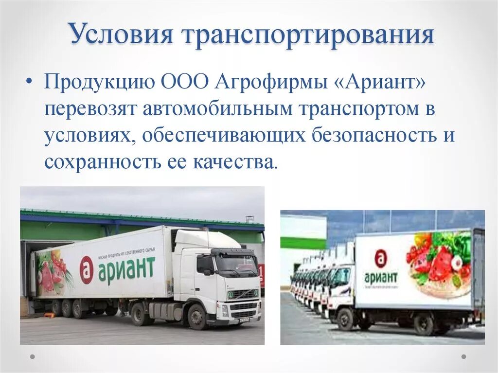 Общество с ограниченной ответственностью агрофирма. Условия транспортирования. транспортирование продуктов. риат агрофирма. агрофирма ариант челябинск.
