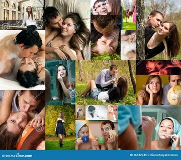 коллаж соединяет фотоснимки сделанные влюбленностью вверх.