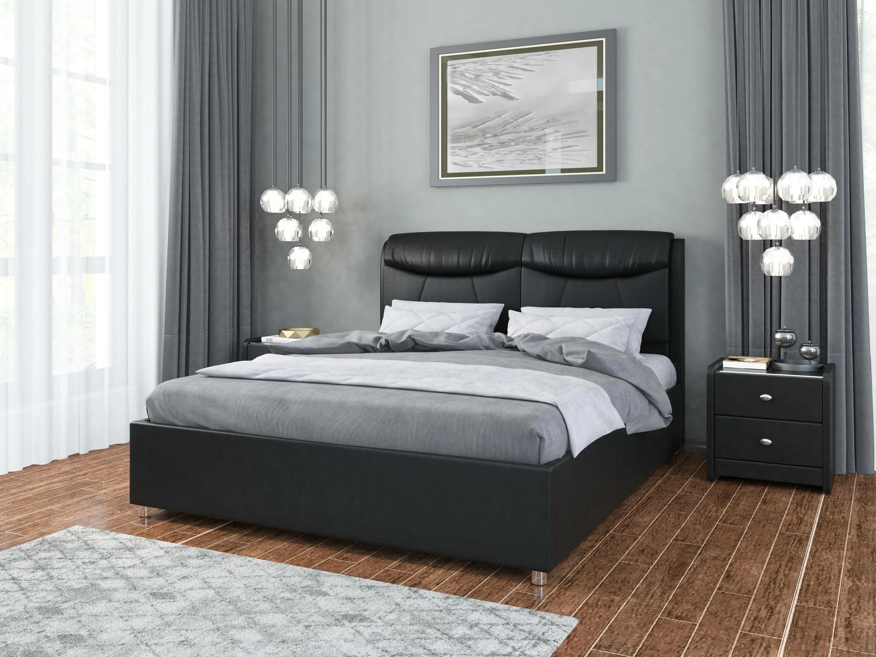 Кровать экокожи 180х200