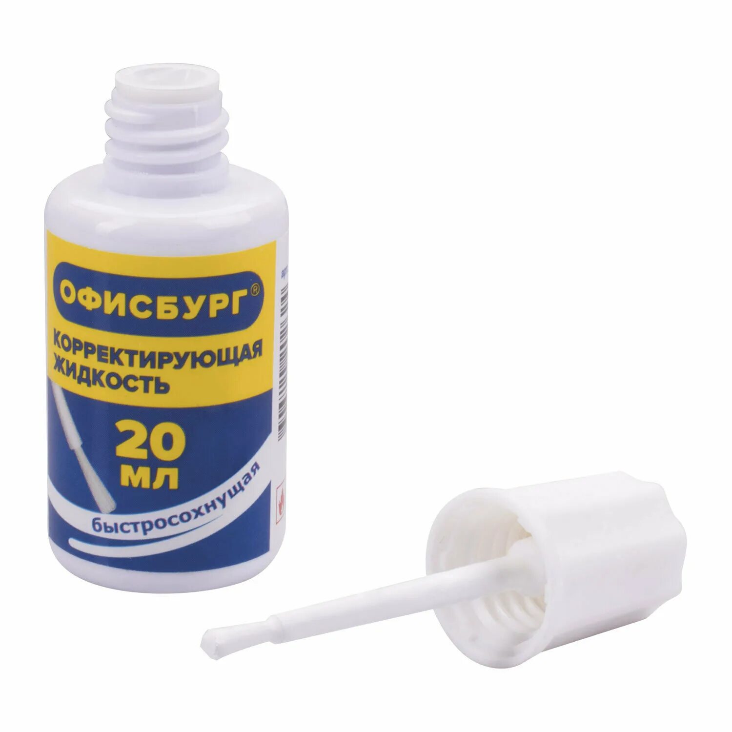 корректирующая жидкость attache 20мл на быстросохнущей осн, кисточка 66134. корректирующая жидкость быстросохнущая 20 мл. 229398. корректирующая жидкость, штрих. основе.