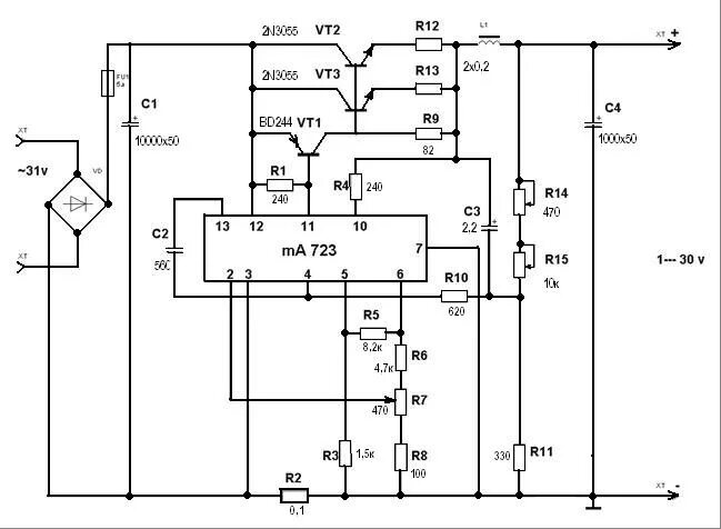 Lm723cn схема блока питания Подбор схем БП на LM723 Форум радиолюбителей
