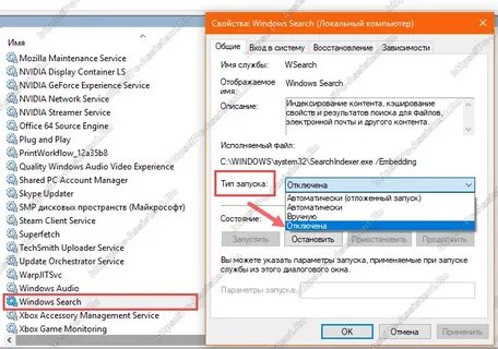 Search отключить