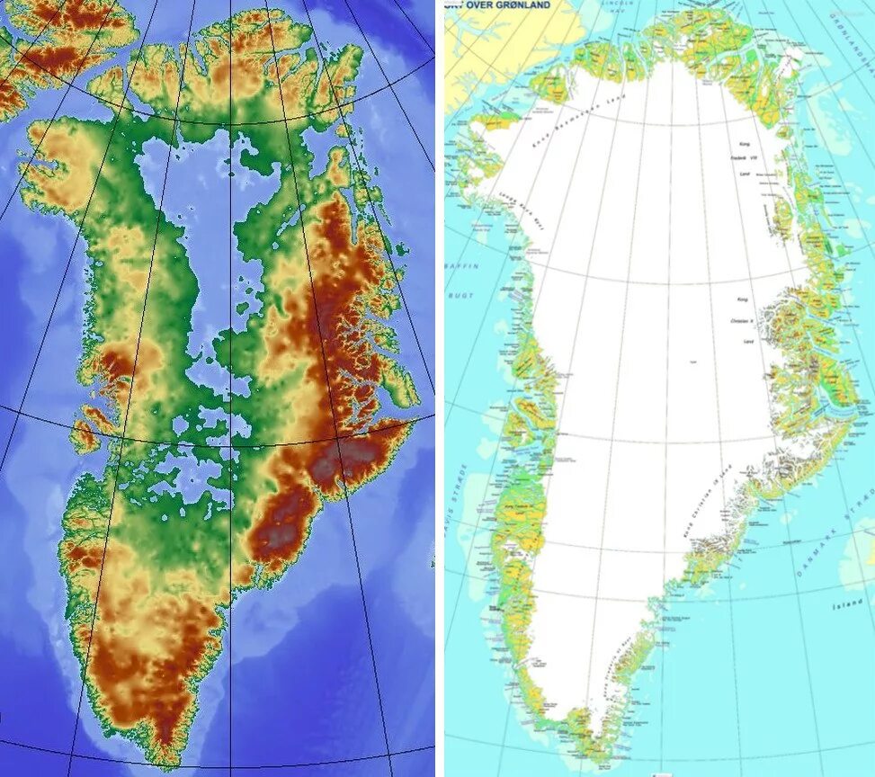 Остров Гренландия на физической карте. Физическая карта Гренландии. Остров Гренландия на карте. Гренландия рельеф карта.