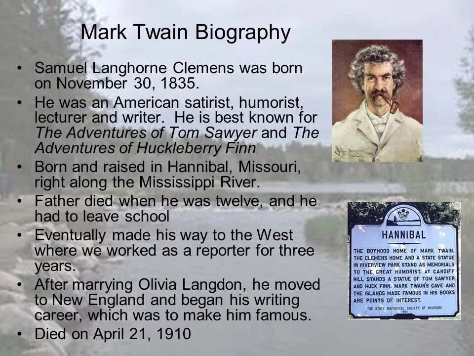 Text mark. Mark twain biography.