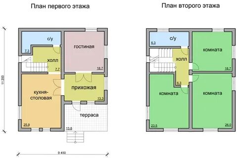 Планировка 2 комната дома