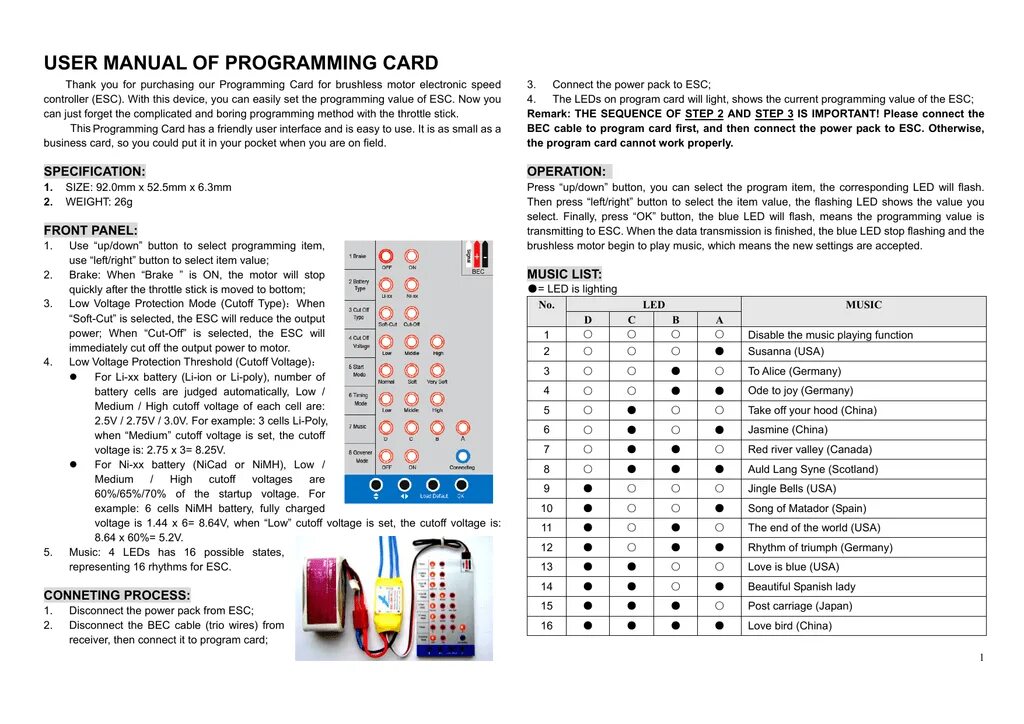 User manual инструкция. Карта программирования ESC. Turnigy Programming Card инструкция. Карта программирования регулятора. User guide на русском