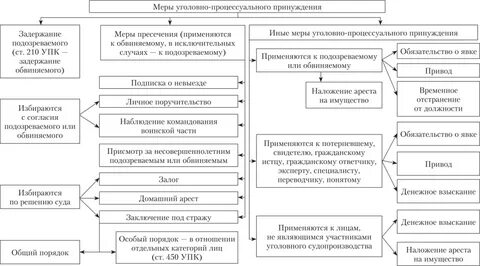 Виды уголовно процессуального принуждения