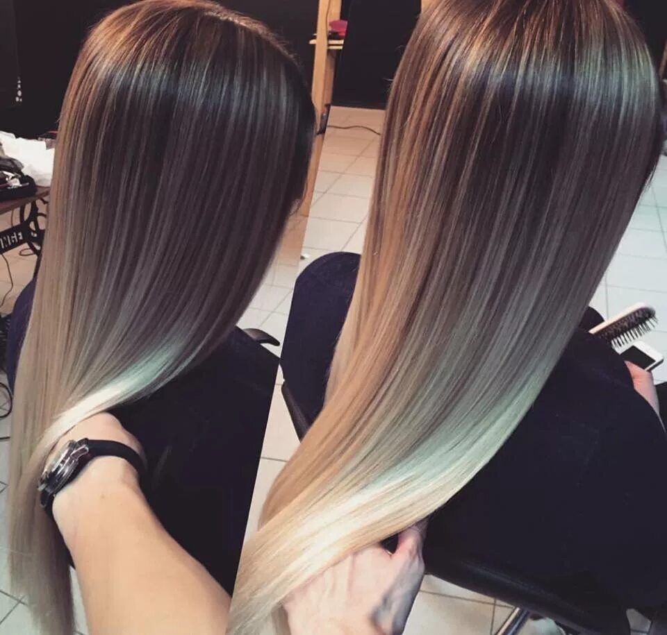 Как сделать растяжку цвета на волосах. Окрашивание на начес. Как сделать растяжку цвета на волосах. Окрашивание балаяж на прямые волосы. Техника балаяж окрашивание на русые волосы.