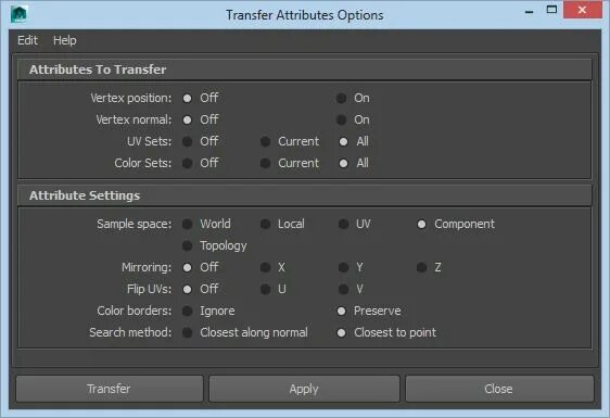 Transfer attributes. Transfer attributes