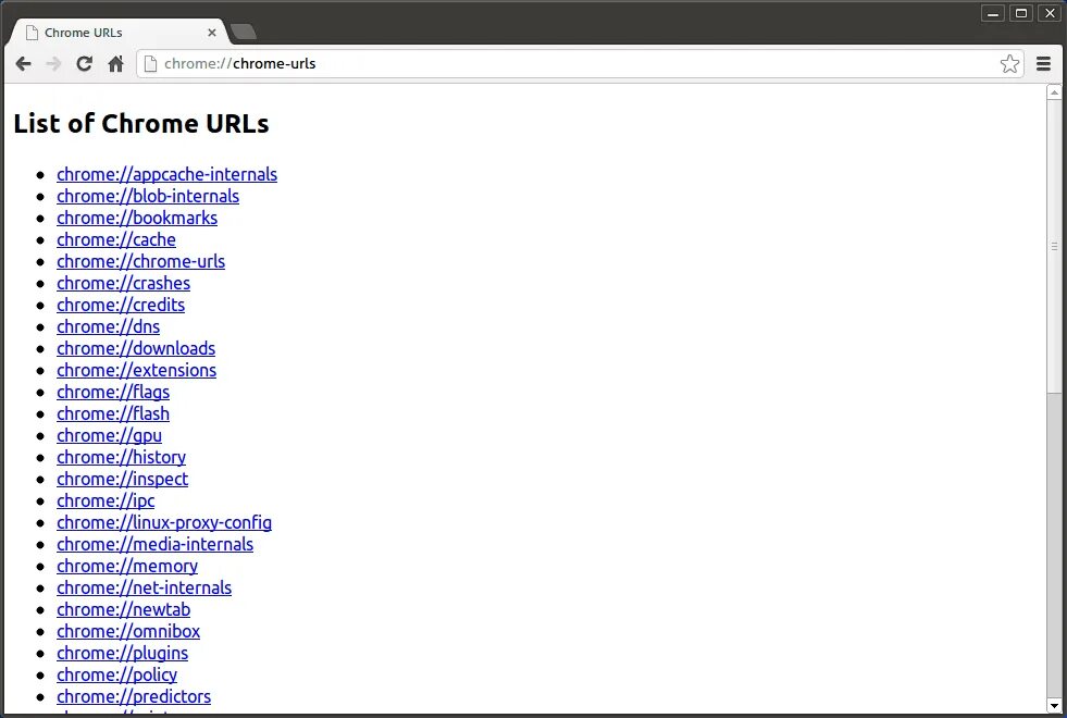 Chromium urls