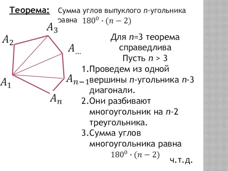 Теорема многоугольника. Теорема о сумме углов выпуклого многоугольника. теорема о сумме углов выпуклого n-угольника доказательство. теорема о сумме углов выпуклого н угольника. 1. теорема о сумме углов выпуклого n-угольника..