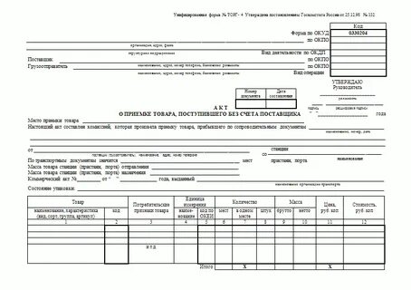 Акт о недостаче товара образец