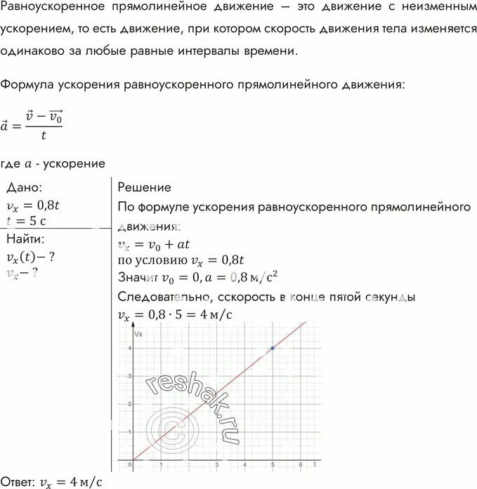 Скорость прямолинейного движения материальной точки задается формулой