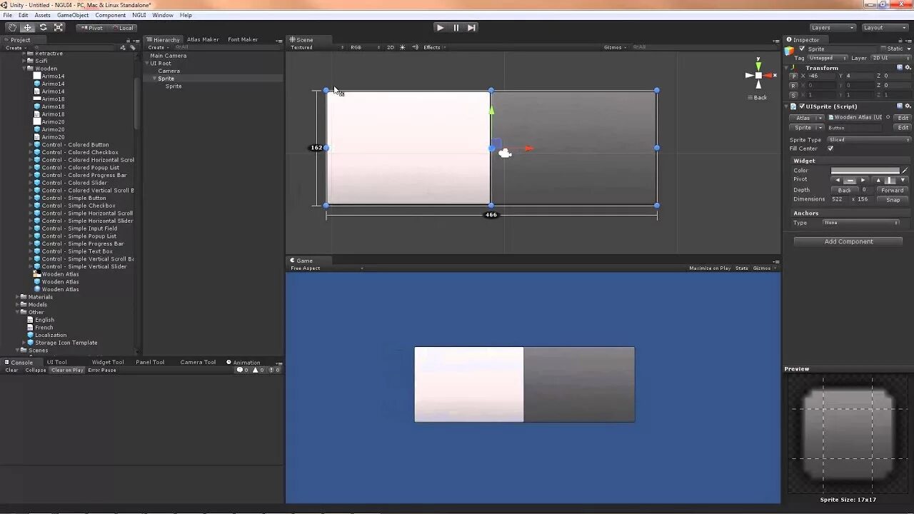 Unity layout. Unity layout