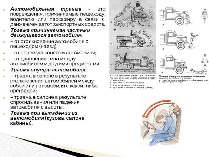 Фазы автомобильной травмы. Механизм автомобильной травмы. Повреждения при автомобильной травме.