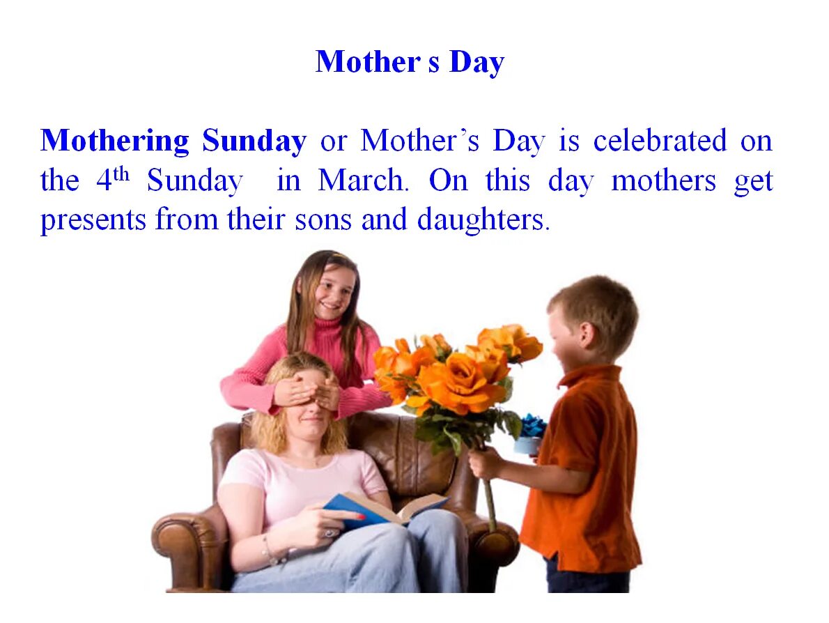 День матери в англии. Mothers Day презентация. С днем матери на англ. День матери на уроке английского языка. Mother's Day на английском.