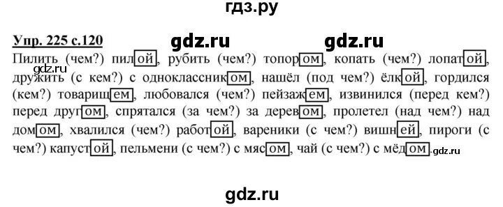 Стр 120 упр. Русский язык 4 класс 1 часть упражнение 225. гдз по русскому языку 4 класс 1 часть канакина.