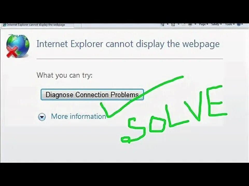 Cannot be displayed using. Internet explorer 8 cannot display the webpage.