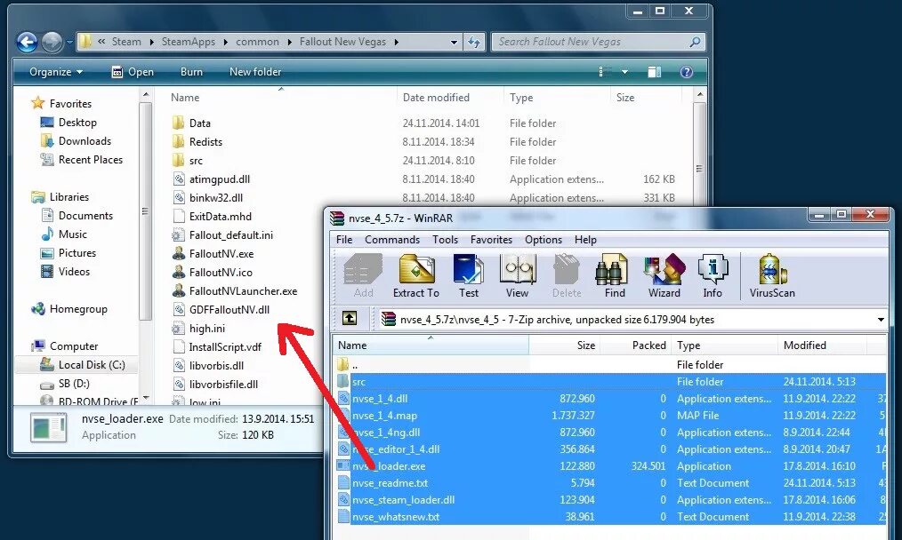Fallout script extender. Вегас папки. new vegas script extender как установить. nvse_5_1_beta4. exe файл.