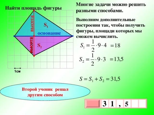 Решение задач на вычисление площадей фигур. Решение задач на вычисление площадей фигур