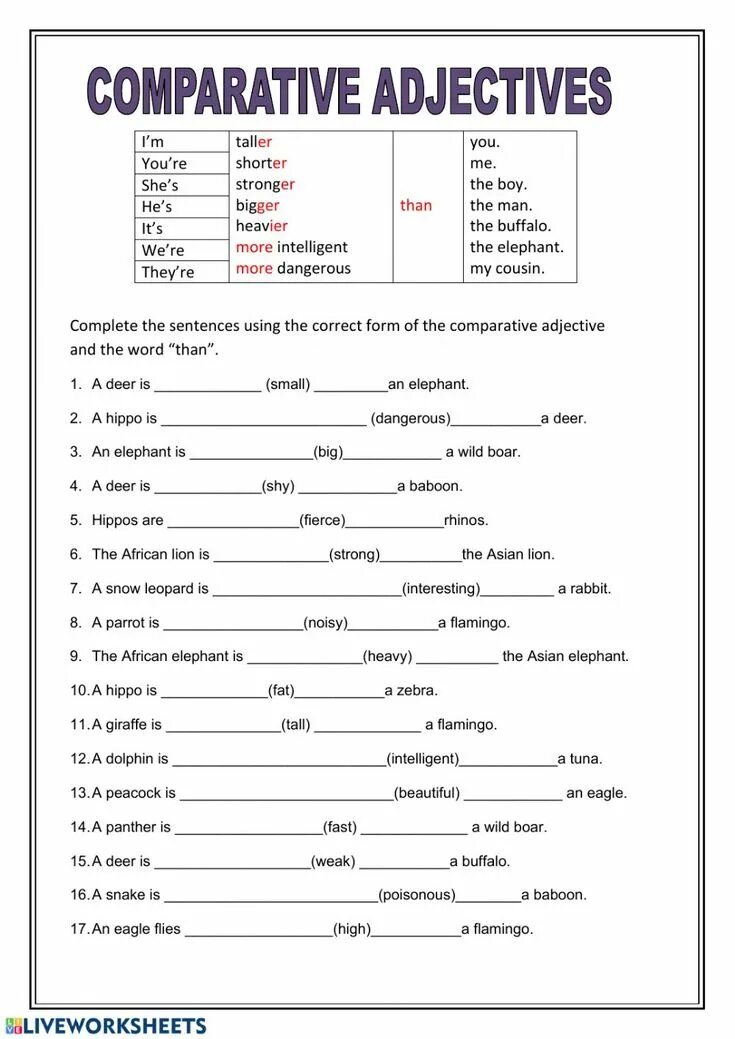 Comparative form dangerous. Степени сравнения прилагательных в английском языке Worksheets. Comparatives упражнения. Английский Comparative adjectives. Comparison of adjectives Worksheets 6 класс.