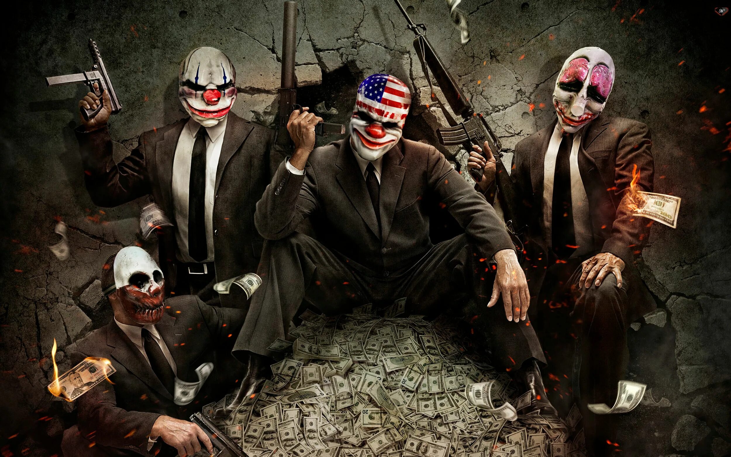 Payday the Heist Даллас. Payday 2. Payday 2 клоун. Маска ограбление банка