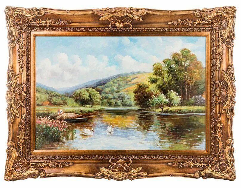 Багет для картин. Живописный пейзаж в раме. Картина на холсте. Магазин картин маслом на холсте. Рамка для горного пейзажа.