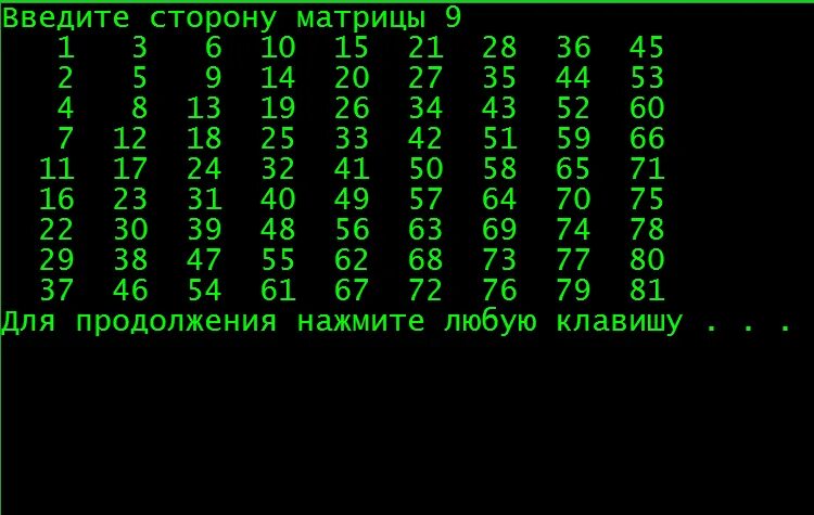 Заполнение матрицы с. Заполнение матрицы с