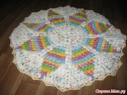 Как вязать коврик из пакетов