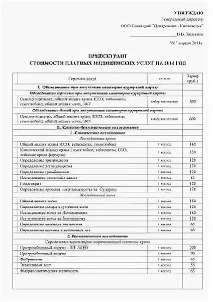Формула здоровья прейскурант