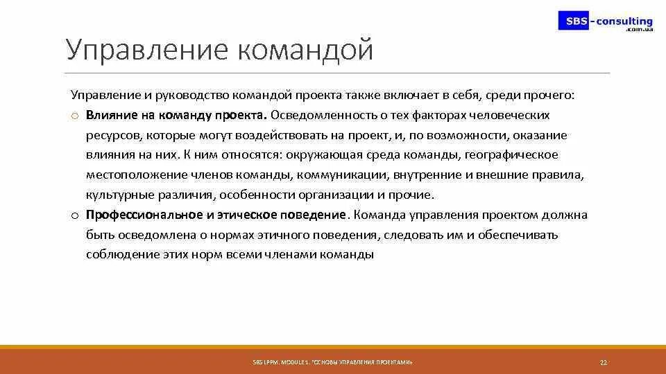 Работа управление командой проекта