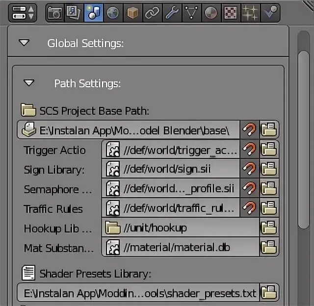 Path settings. Path settings