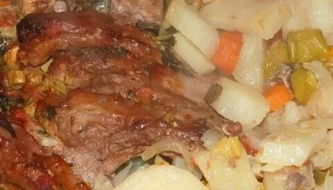 Ребра свиные с картошкой в рукаве духовке