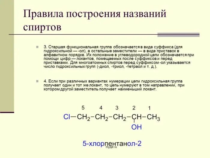 Правила построения названий спиртов. Функциональная группа спиртов. Положение функциональной группы спиртов. Старшая функциональная группа. Укажите гидроксильную группу