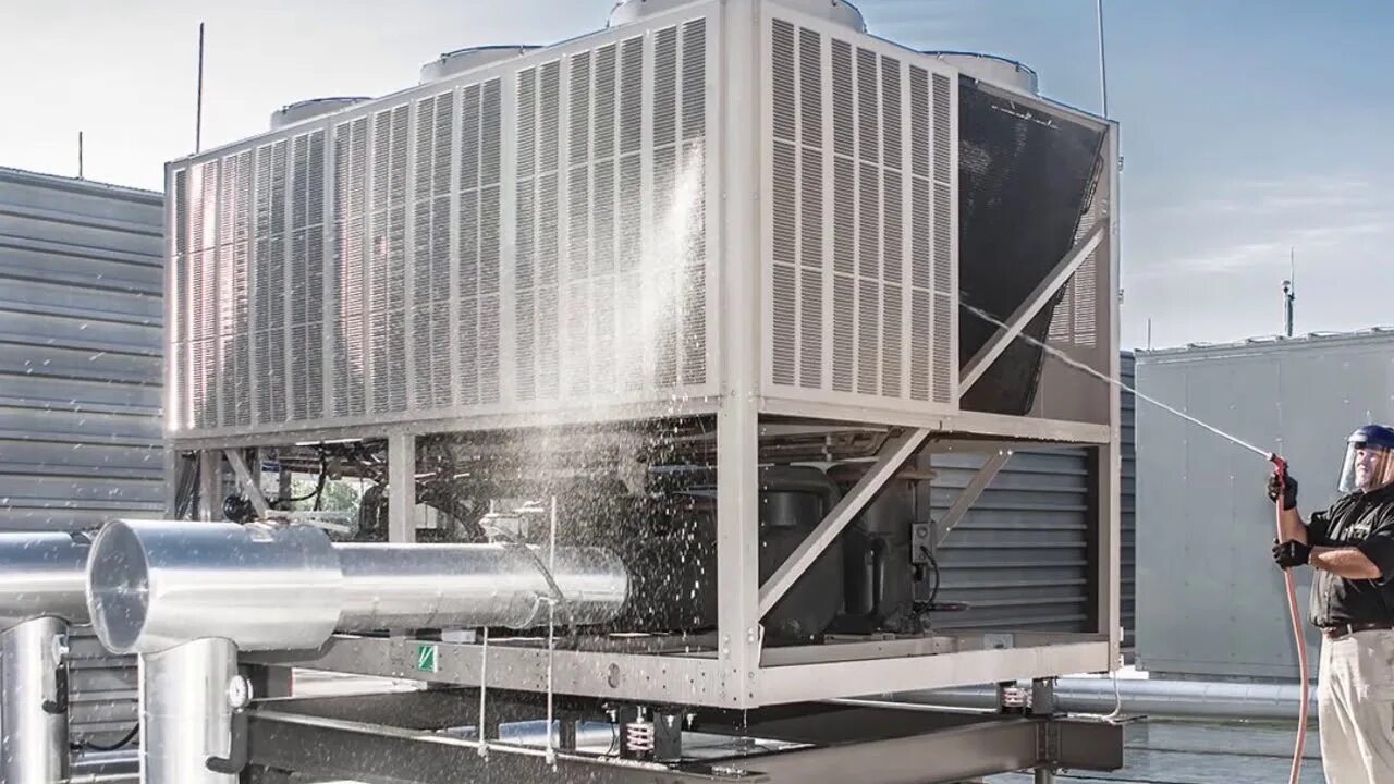 Промышленный кондиционер. Система охлаждения чиллера. Hvac система вентиляции и кондиционирования. Промышленные холодильные установки. Вентиляция на производстве.