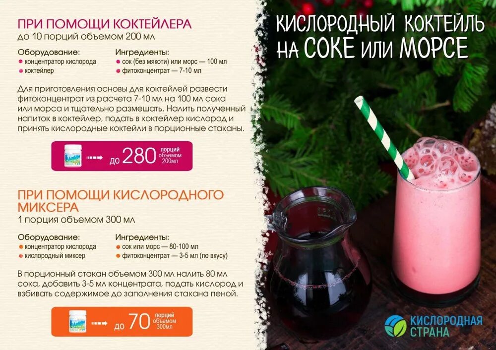 Состав кислородного коктейля