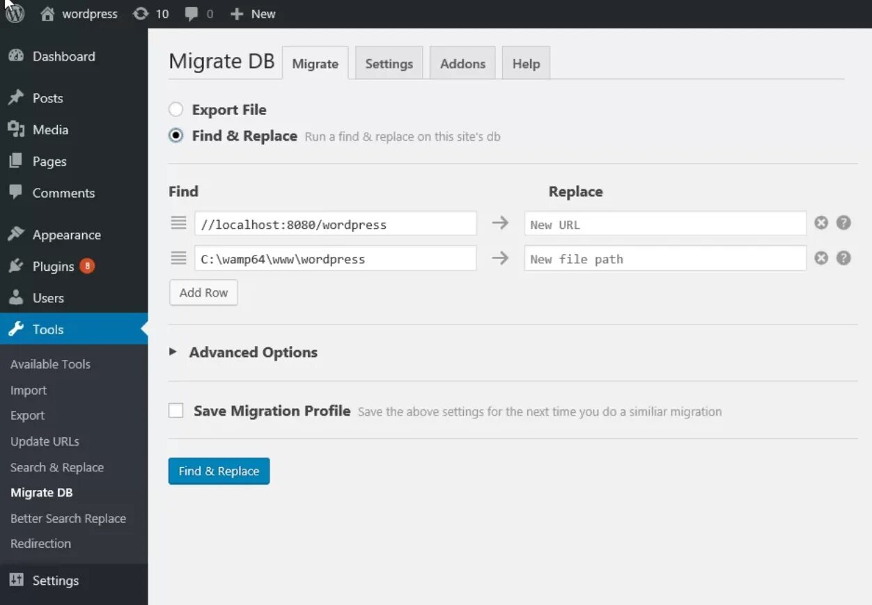Wp url. Изменение урл вордпресс. wordpress migrate. вордпресс плагин замены ссылок. wordpress admin panel url.