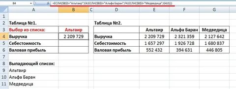 Формула с условием