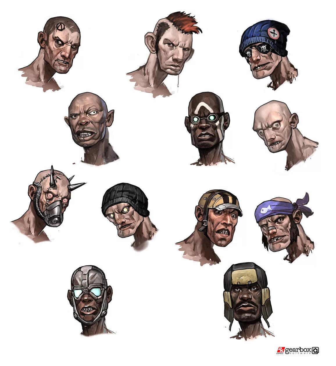 Бордерлендс головы. Бордерлендс концепт арты. borderlands 2 concept art. бордерлендс 2 концепт арты. бордерлендс концепты.