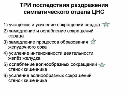 Раздражение симпатических волокон