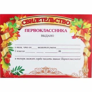 Свидетельство первоклассника на праздник посвящение в первоклассники