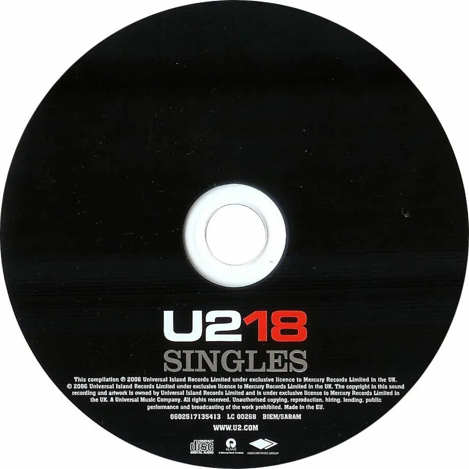 U2 "u218 Singles". U2 "18 Singles". U2 CD. CD диск u 2.